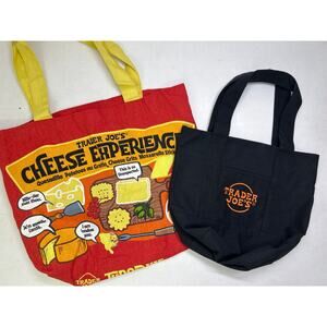 Trader Joe’s tote bags set of 2. Medium sized cheese themed and mini black tote.